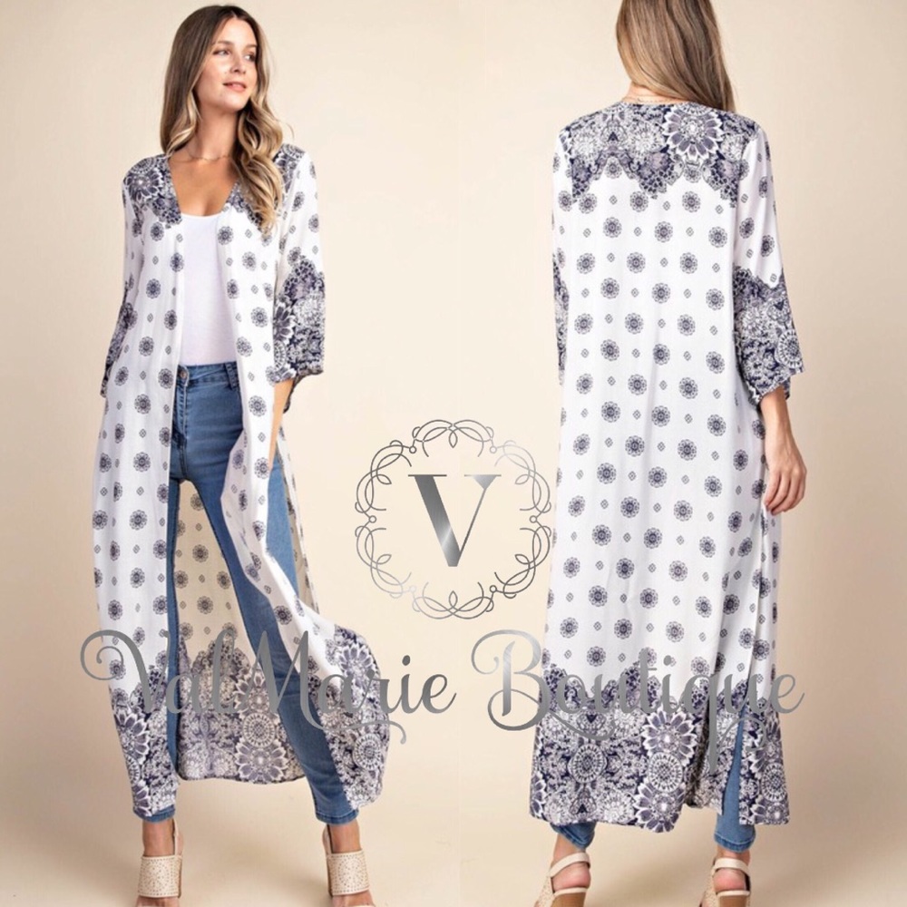 LAST 1 SZ S- Navy white kimono cardigan - Picture 3 of 3
